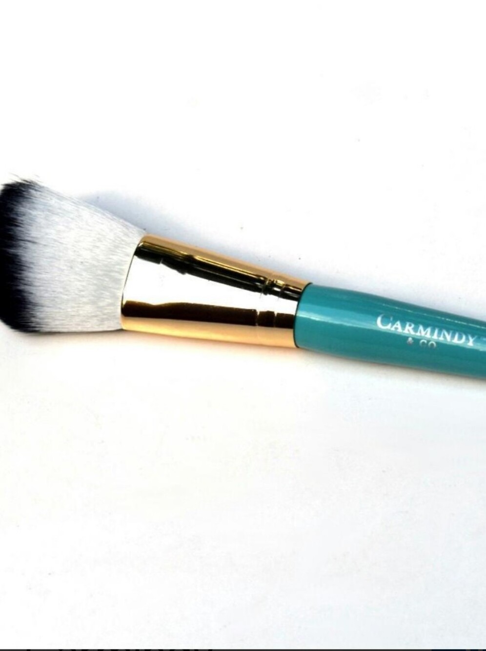 Carmindy&co. Teal Makeup Face Brush with Gold Ferrule -